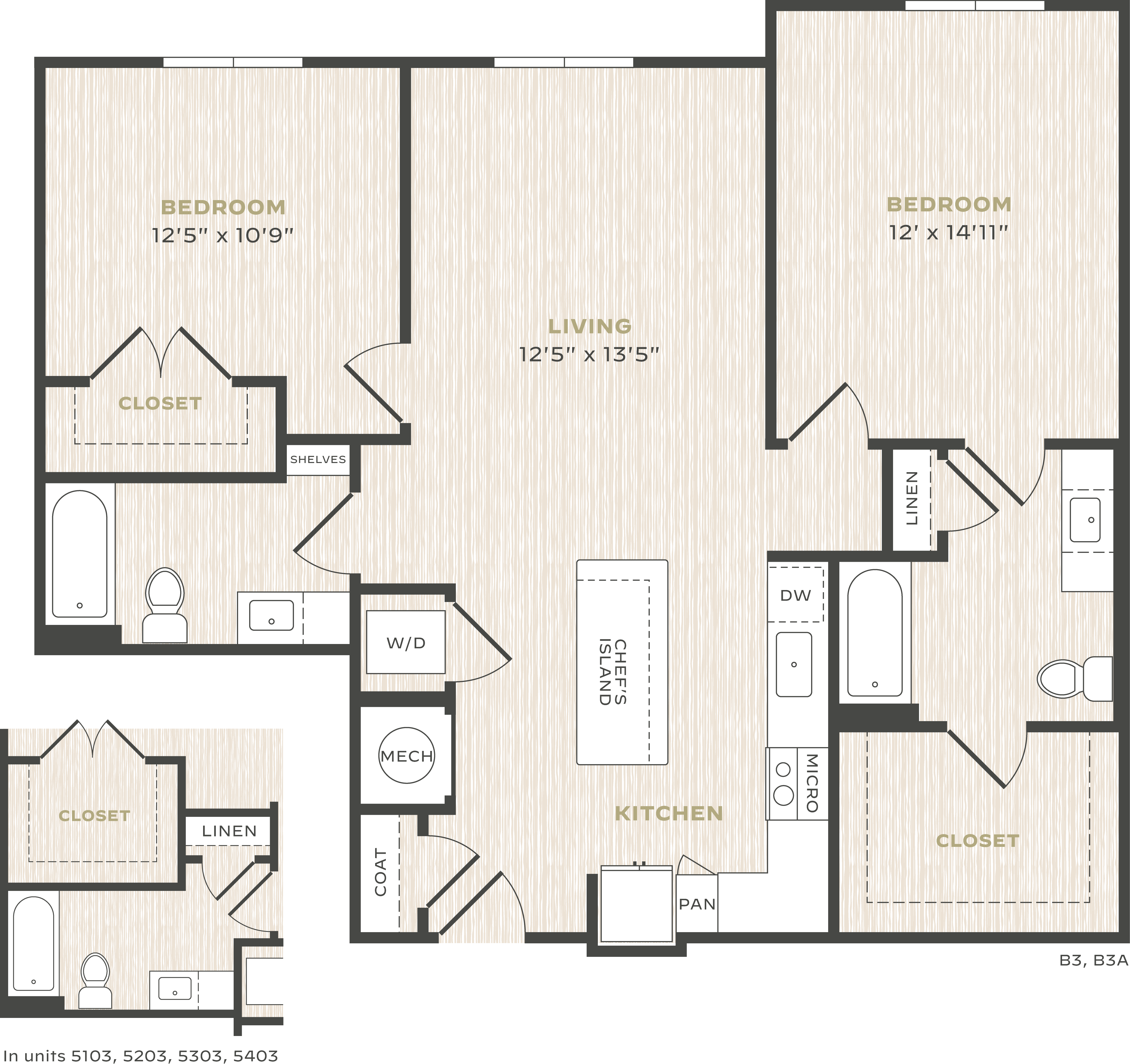 2 Bed/2 Bath-B3 floor plan
