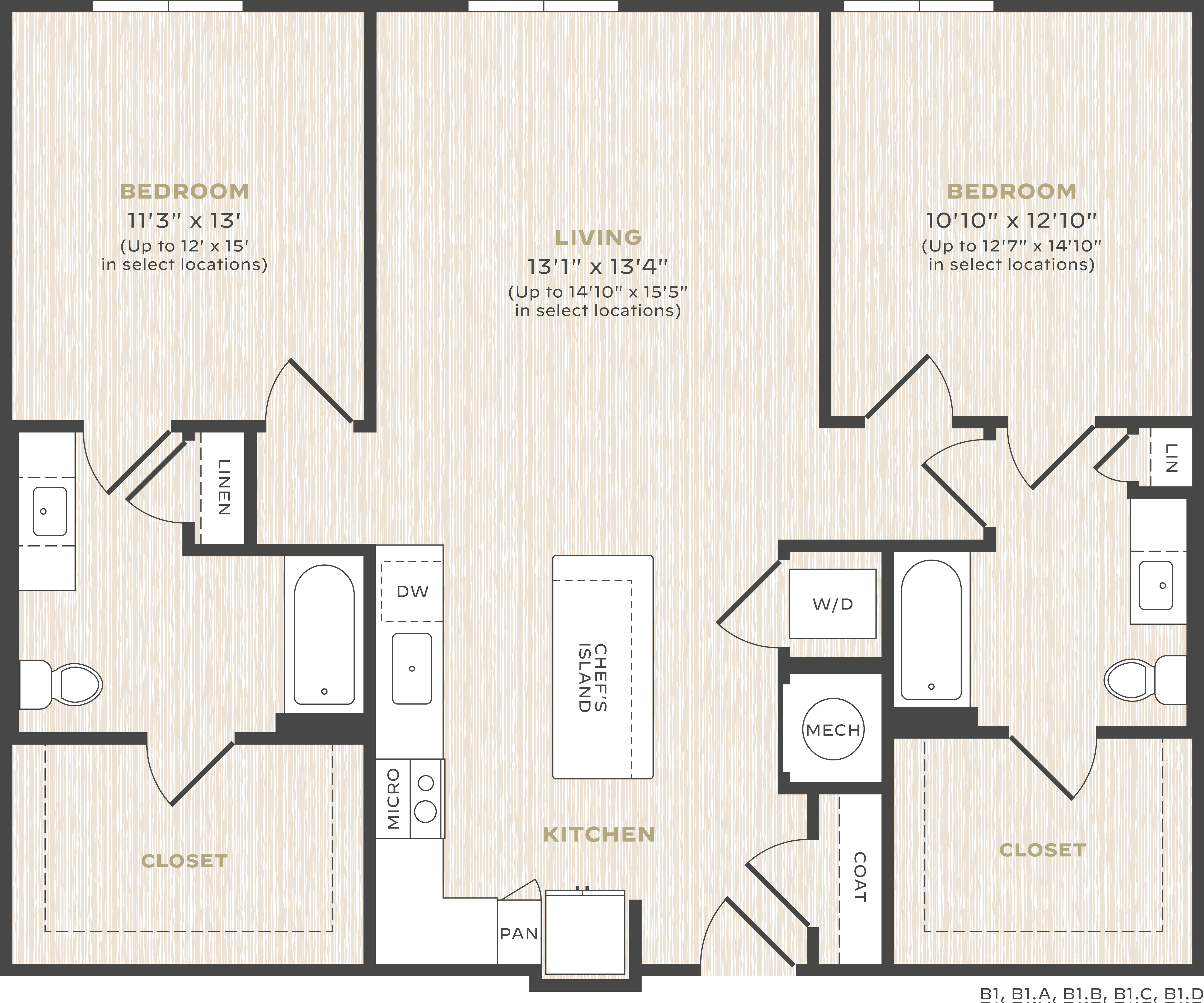 2 Bed/2 Bath-B1 floor plan