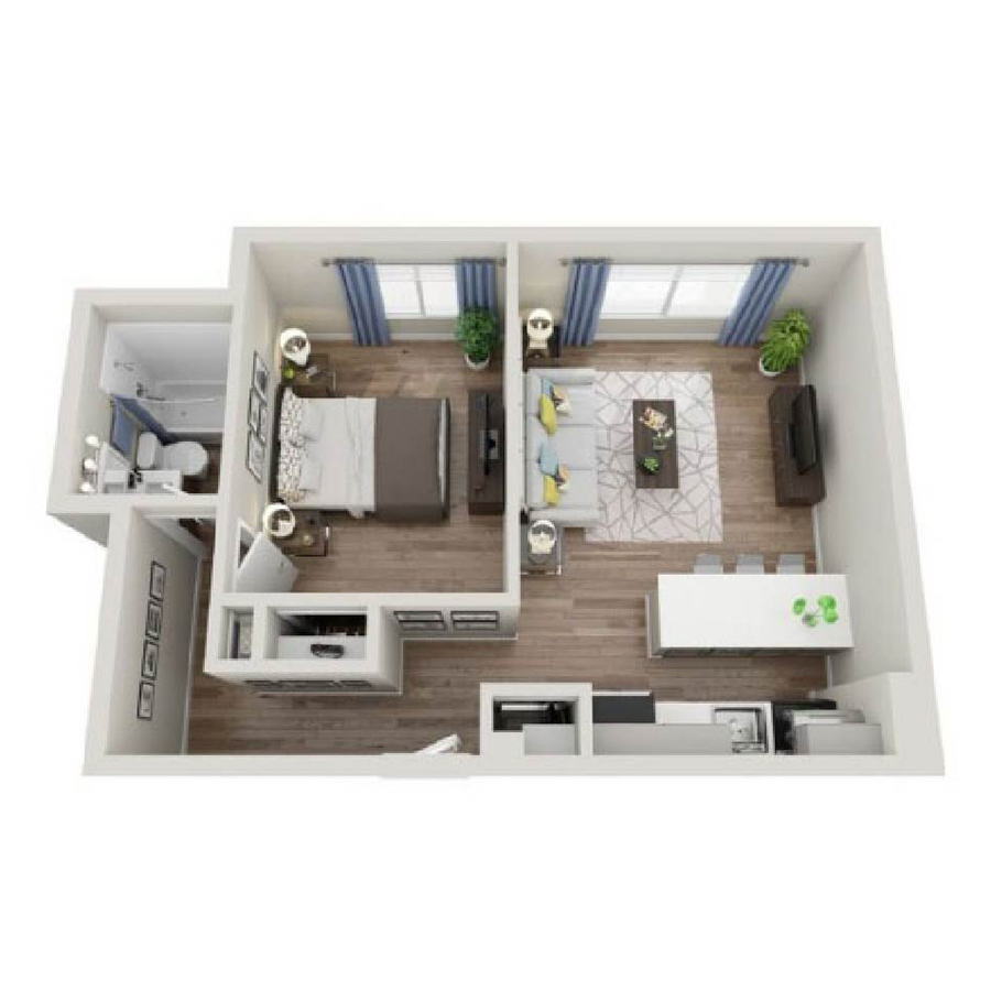 E 1X1 floor plan
