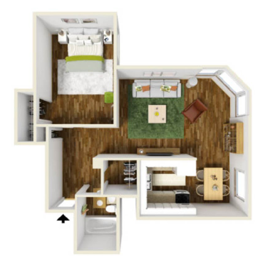 C 1x1 floor plan