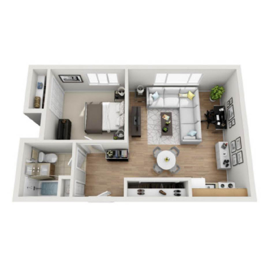 A 1x1 floor plan