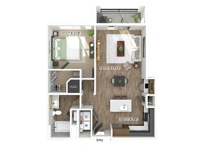 1 Bedroom Apartment – 1950 Piedmont Cir. NE #G107, Atlanta, GA