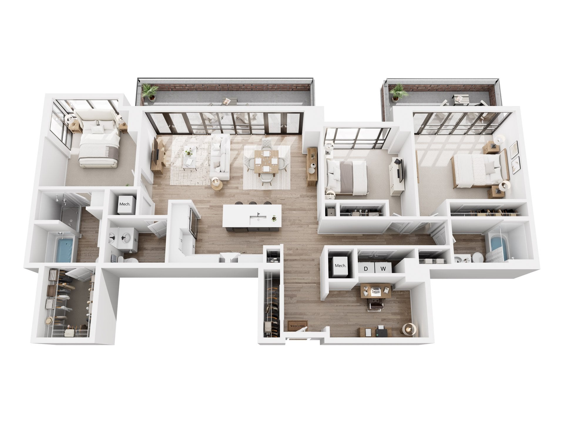 3 Bedroom Penthouse + Den floor plan