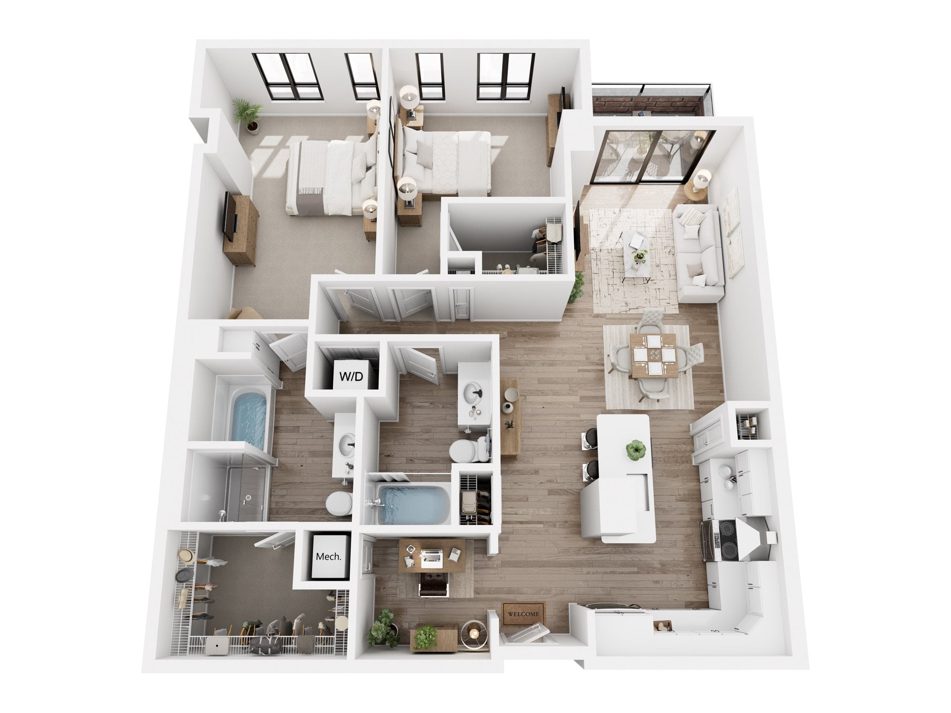 2 Bedroom + Den floor plan