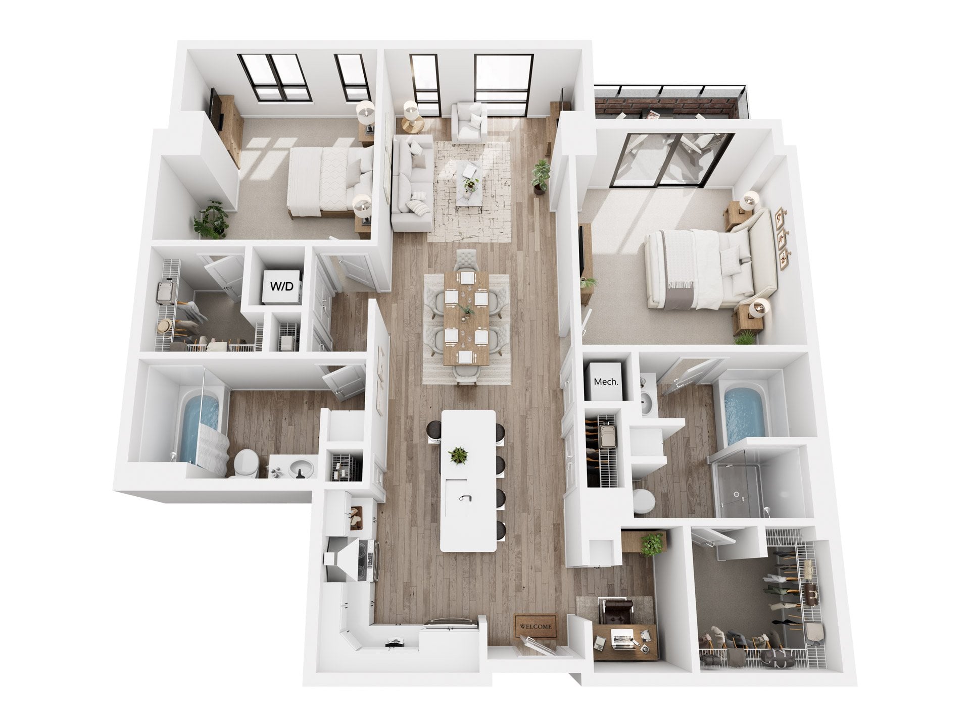 2 Bedroom + Den floor plan