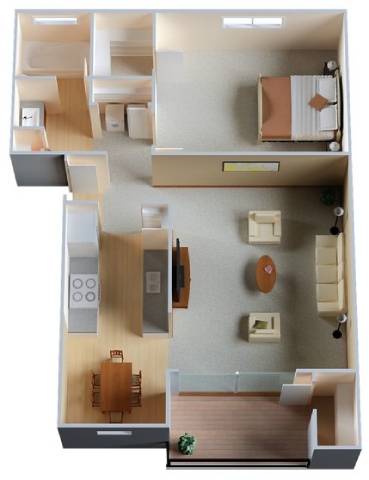 One Bedroom, One Bath Income Restricted floor plan