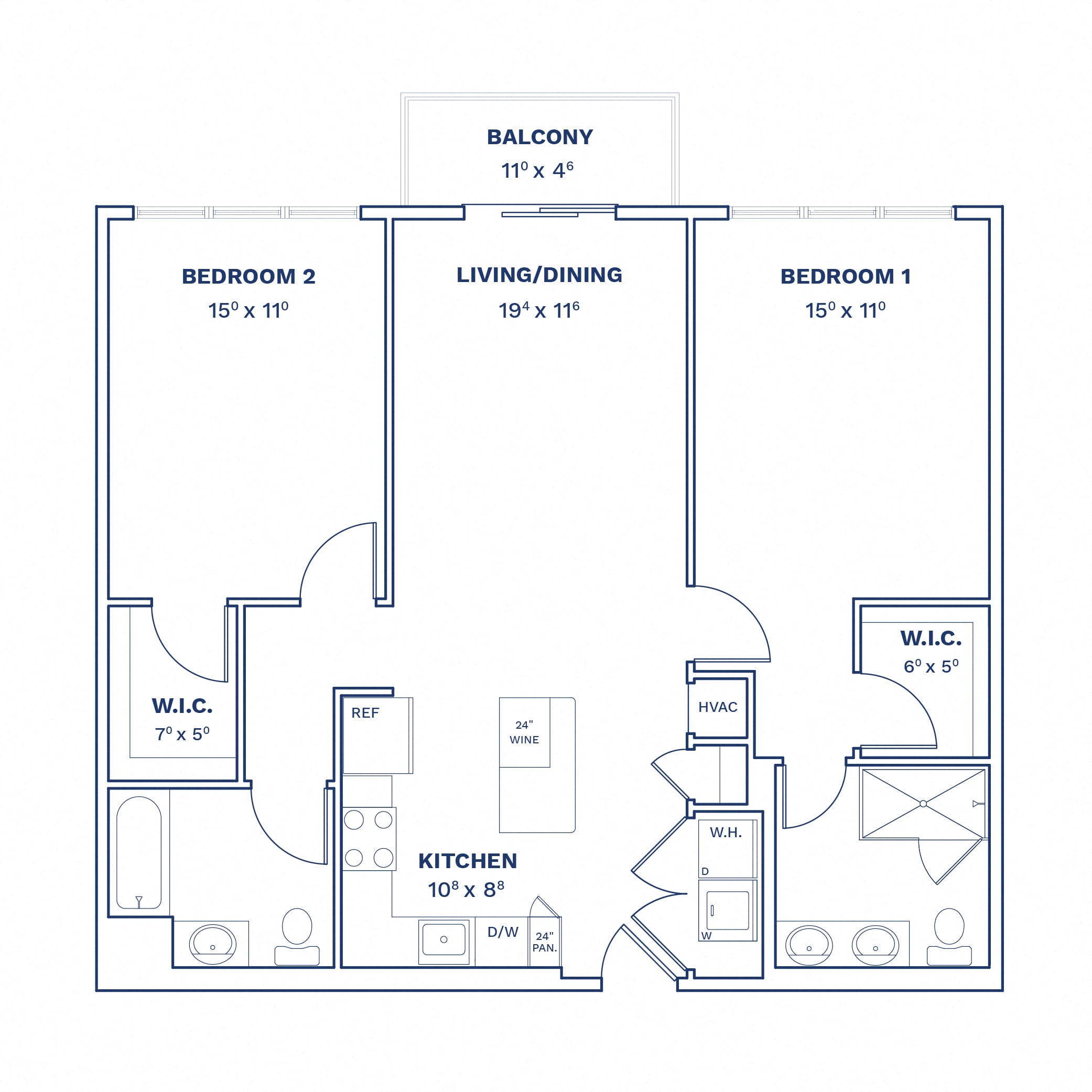 2 Bed/2 Bath-B2.1 floor plan