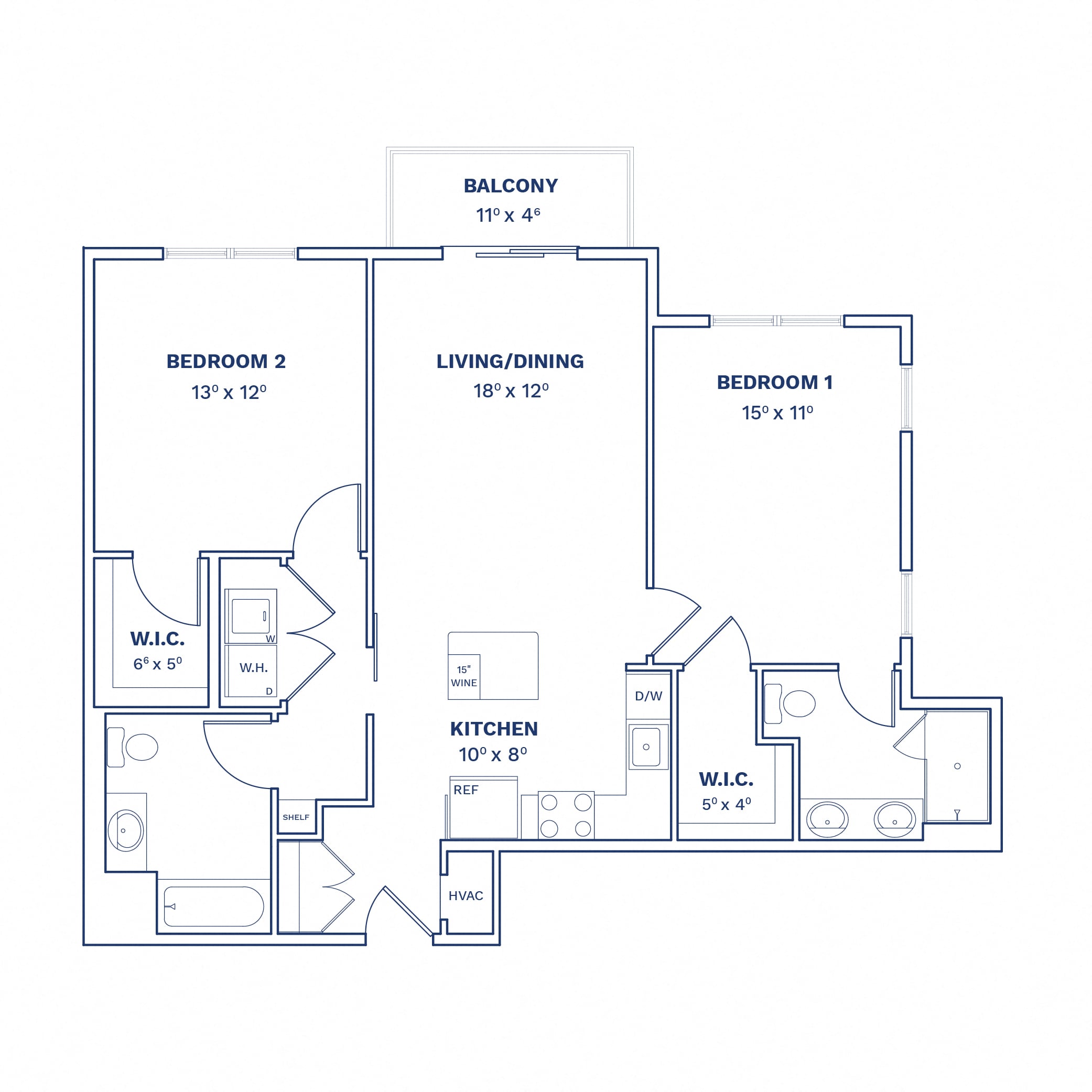 2 Bed/2 Bath-B1 floor plan