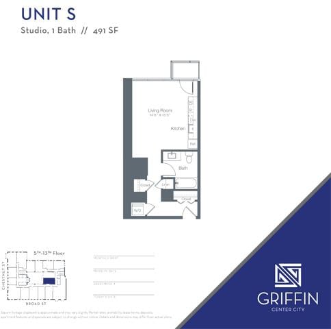 S Studio floor plan