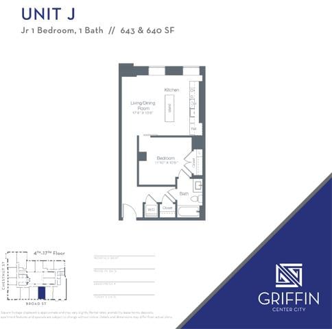 J Jr 1 Bedroom 1 Bath floor plan