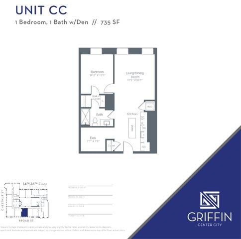CC 1 Bedroom 1 Bath floor plan
