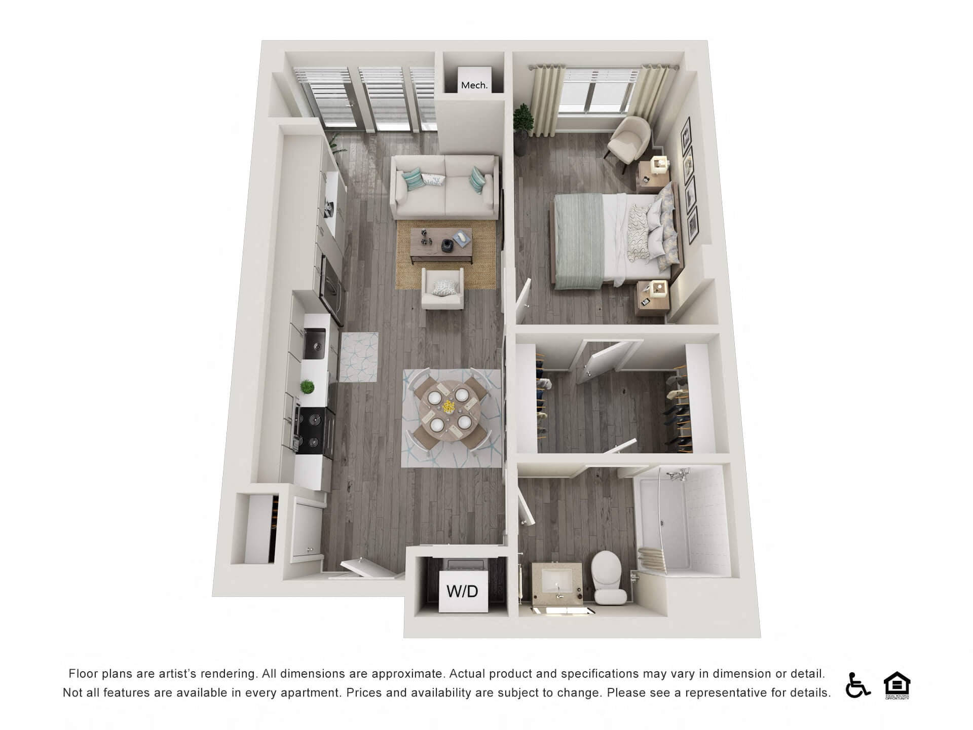 1 Bed K floor plan