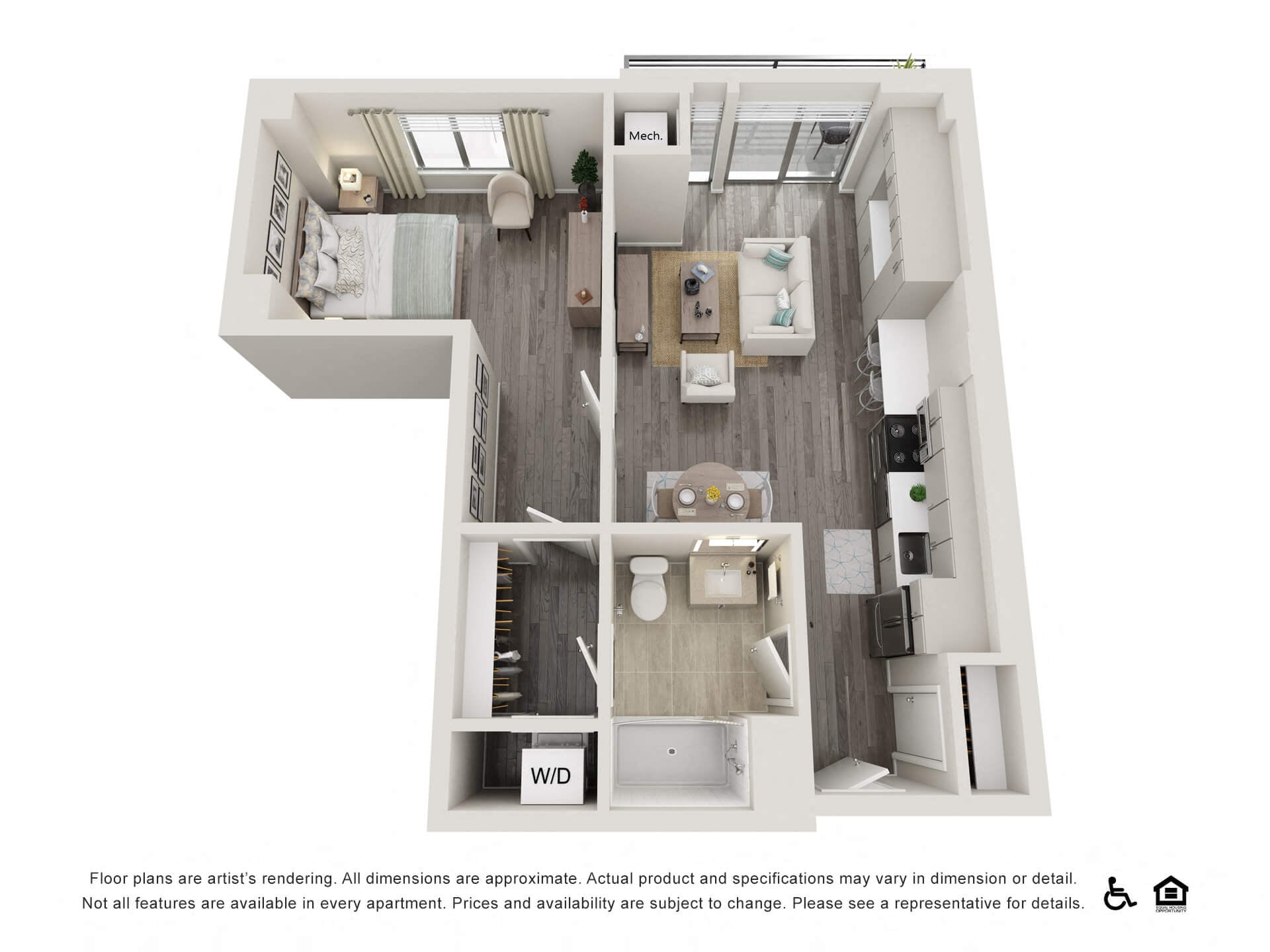 1 Bed E floor plan