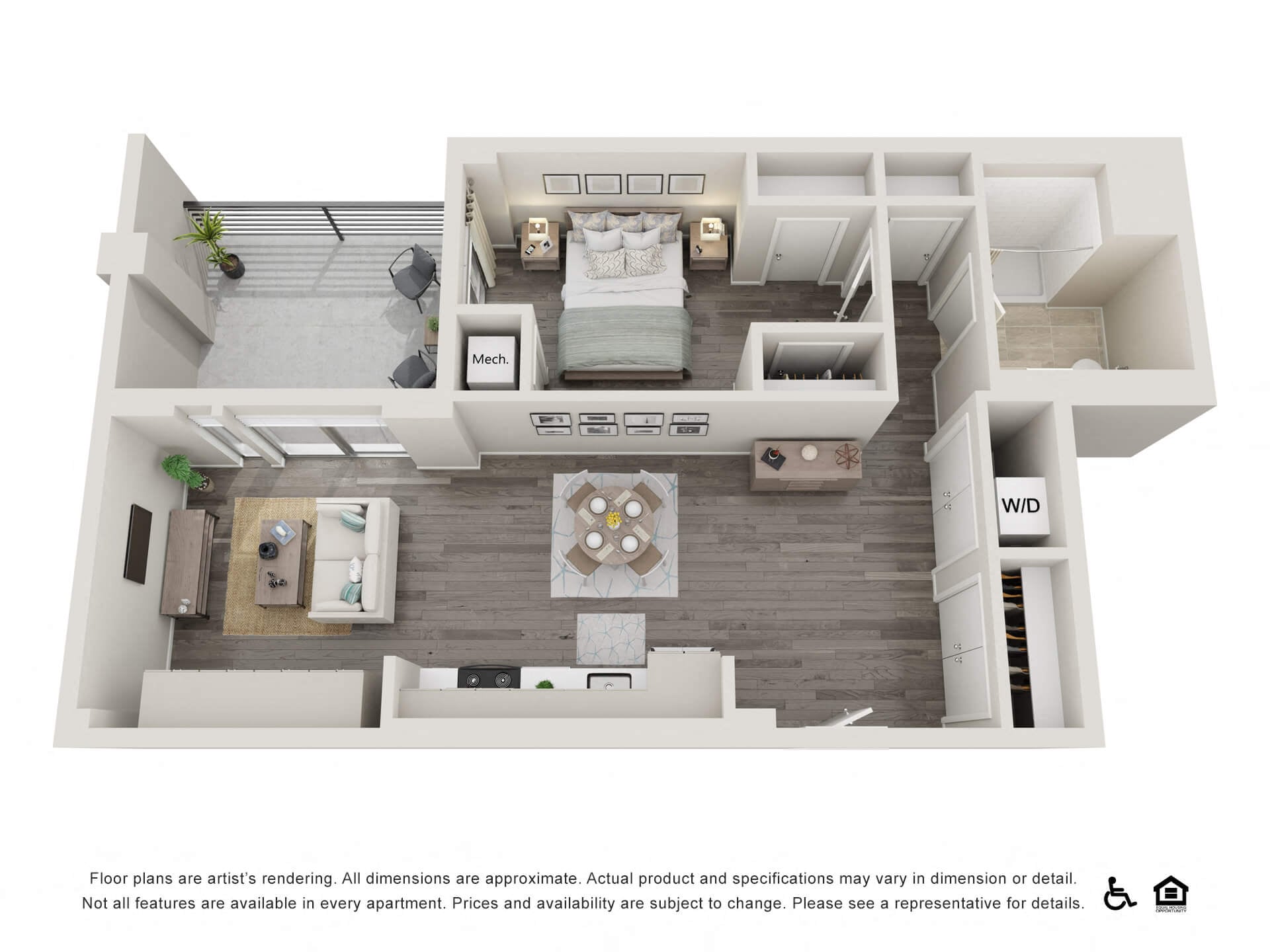 1 Bed F floor plan