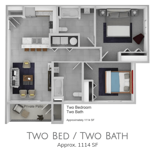 Two Bed, Two Bath Glenn floor plan