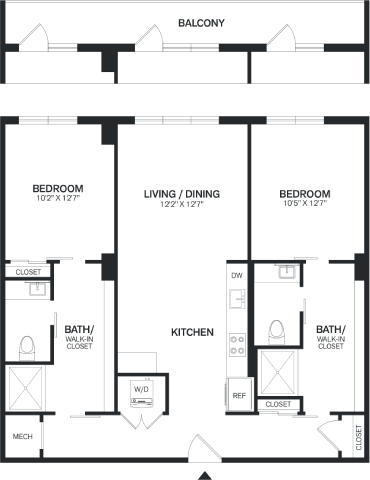 2 Bed/2 Bath-B3 floor plan