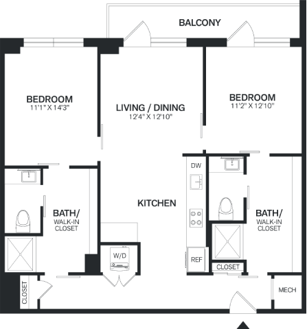 2 Bed/2 Bath-B6 floor plan