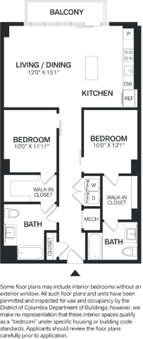2 Bed/2 Bath PH-B5P floor plan