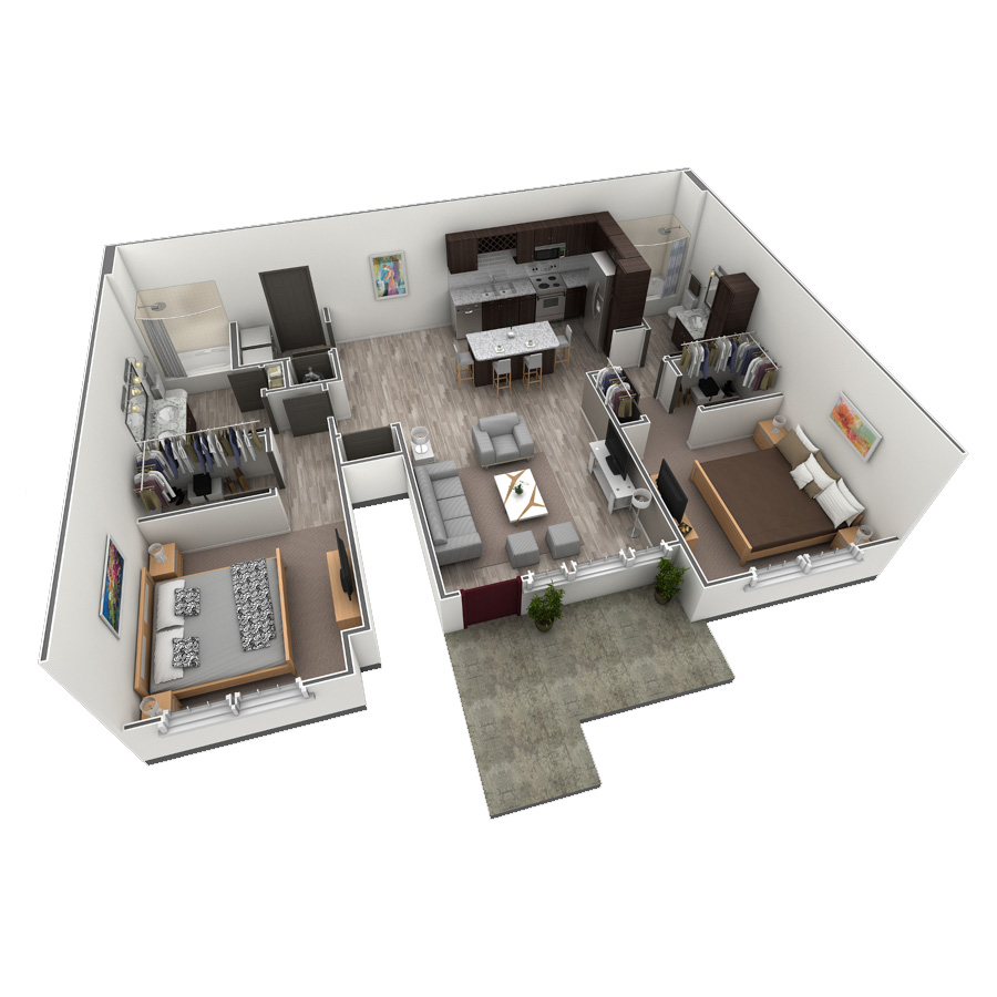 2 BR Grand Courtyard Garage floor plan