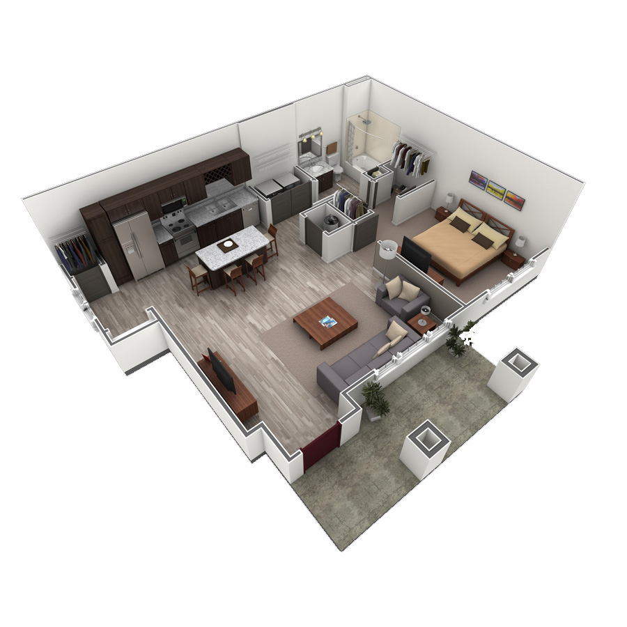 1 BR Grand Courtyard floor plan