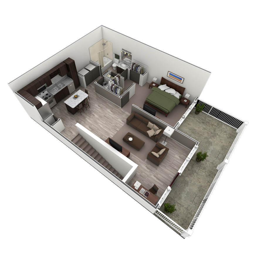 1 BR Designer Overlook floor plan