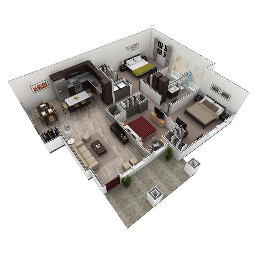 3 BR Grand Courtyard Garage floor plan