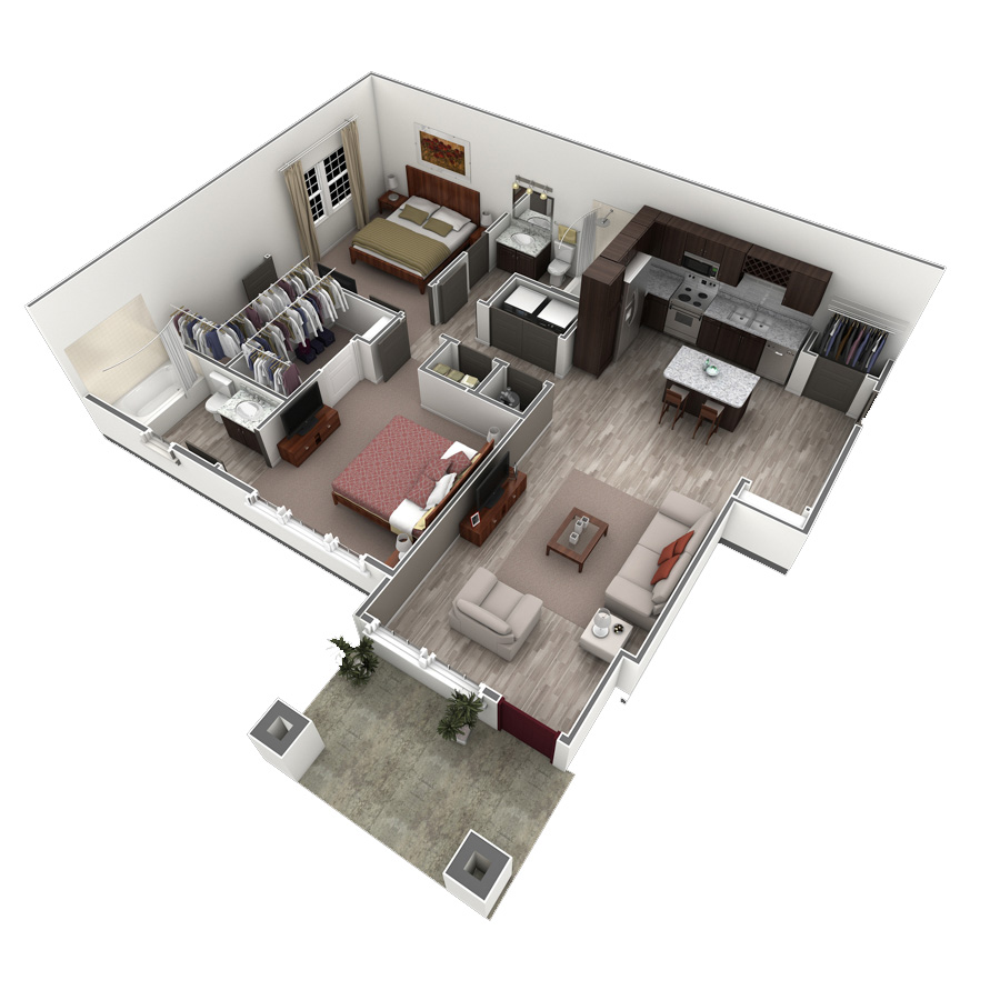 2 BR Designer Courtyard Garage floor plan
