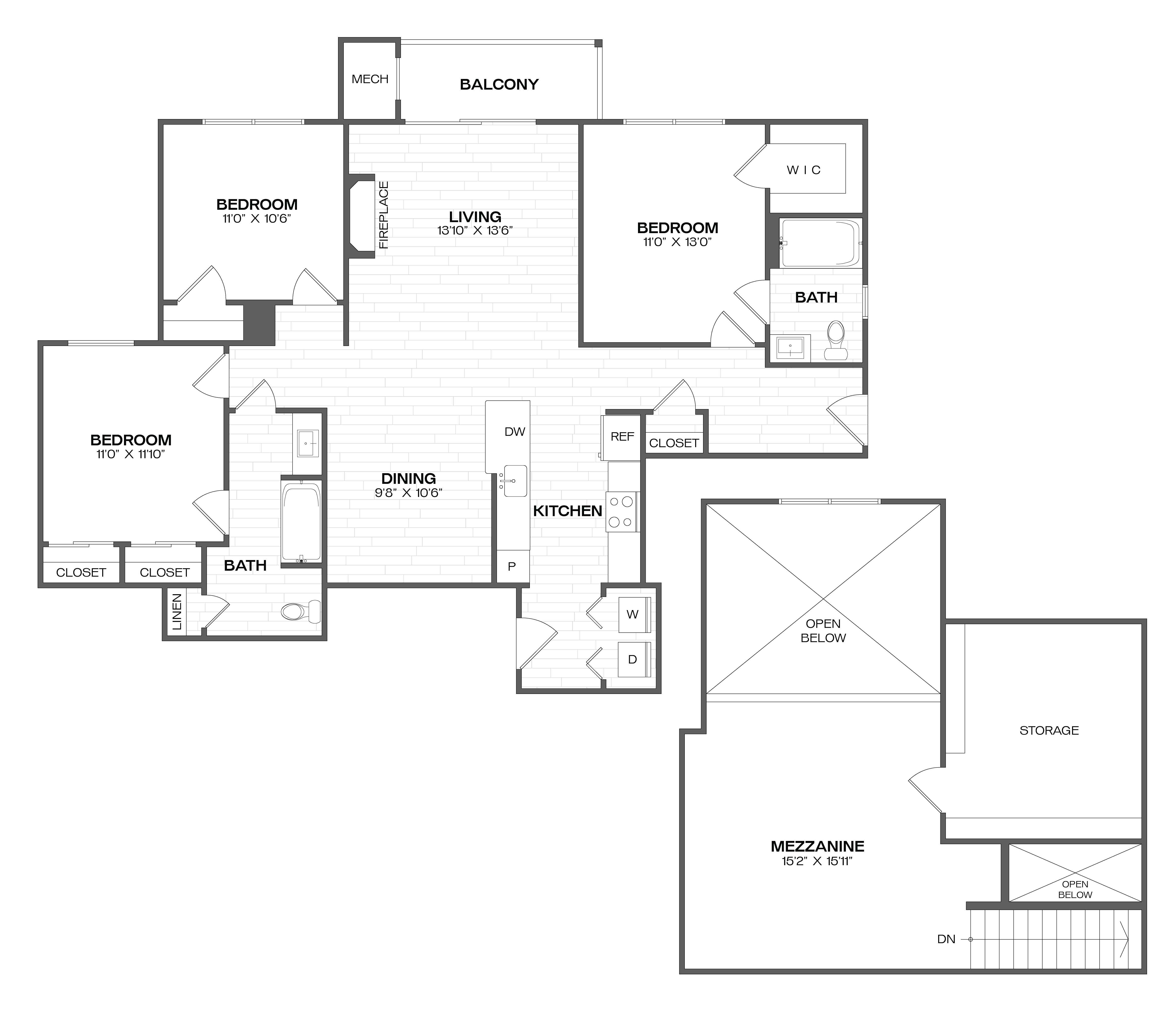 3 Bed/2 Bath Loft-C1L floor plan