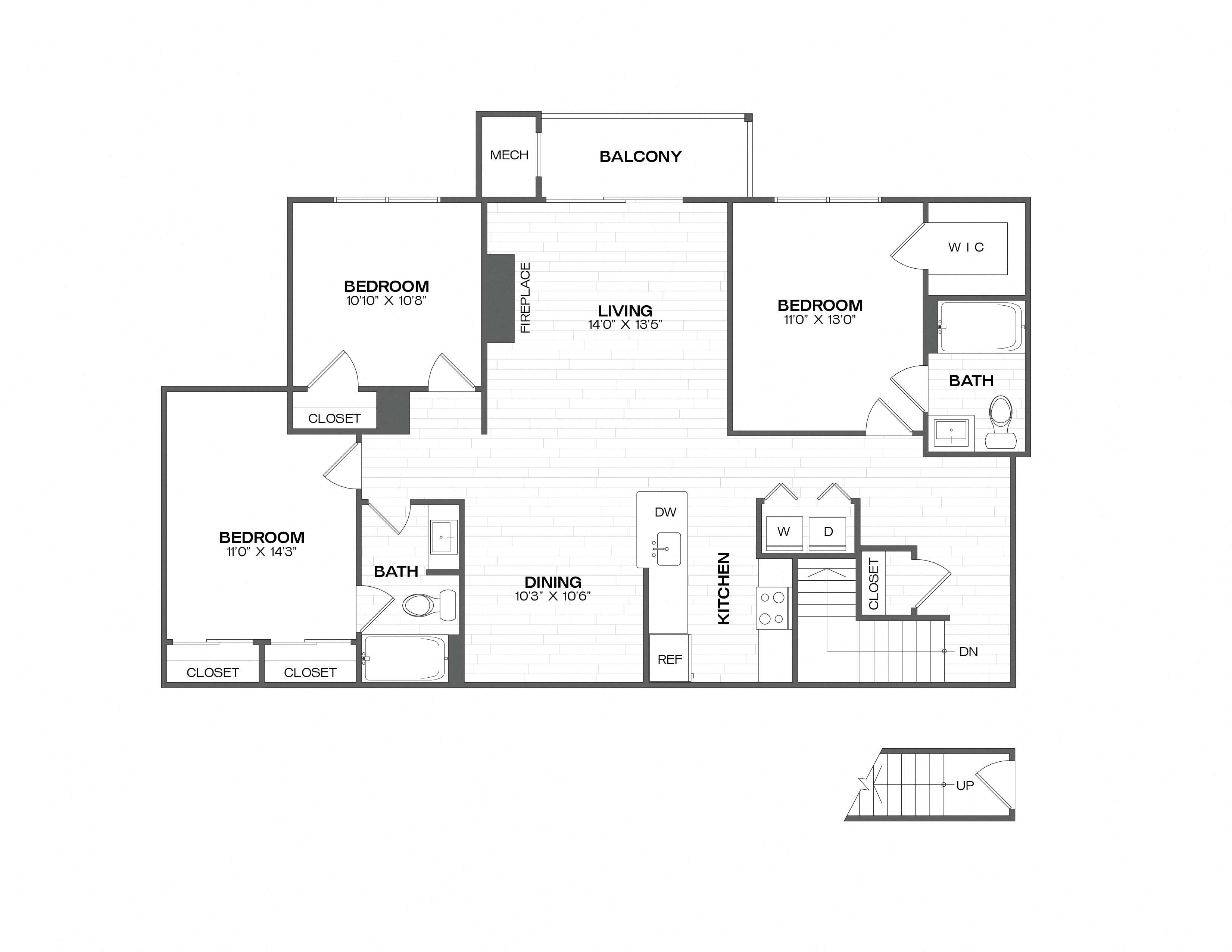 3 Bed/2 Bath-C1 floor plan