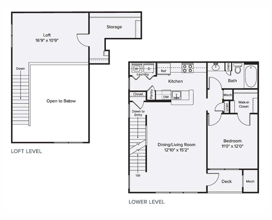 1 Bed/1 Bath Loft-A1L floor plan