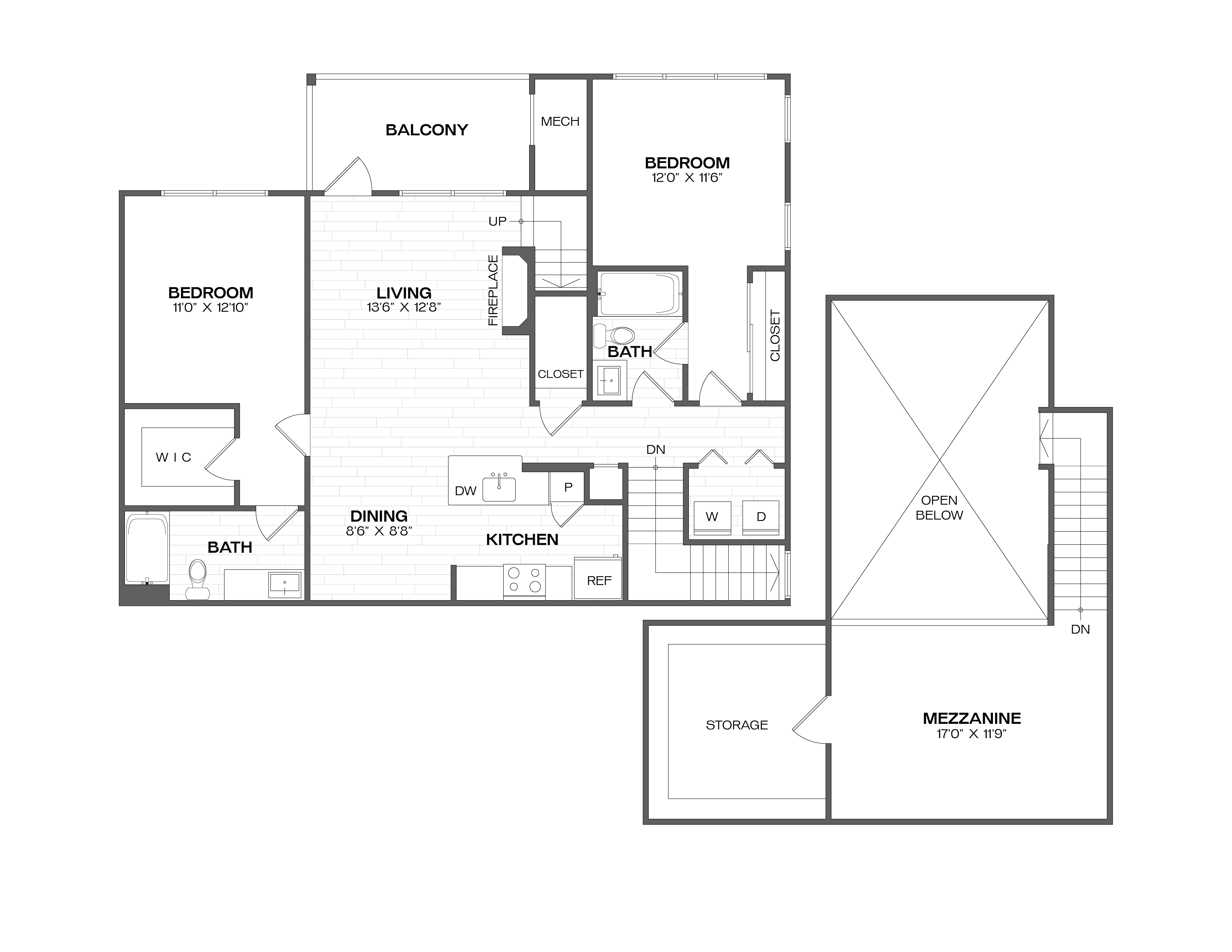 2 Bed/2 Bath Loft-B1L floor plan