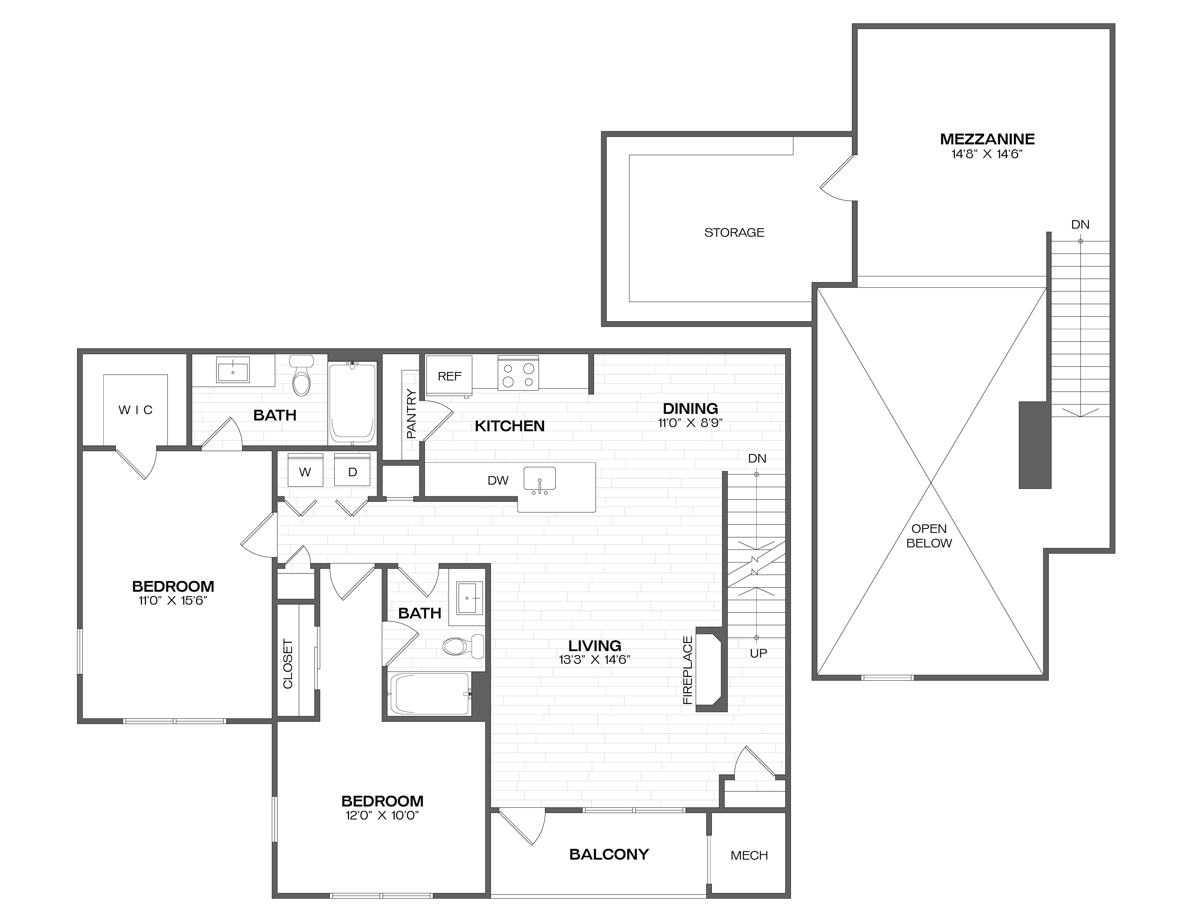 2 Bed/2 Bath Loft-B5L floor plan