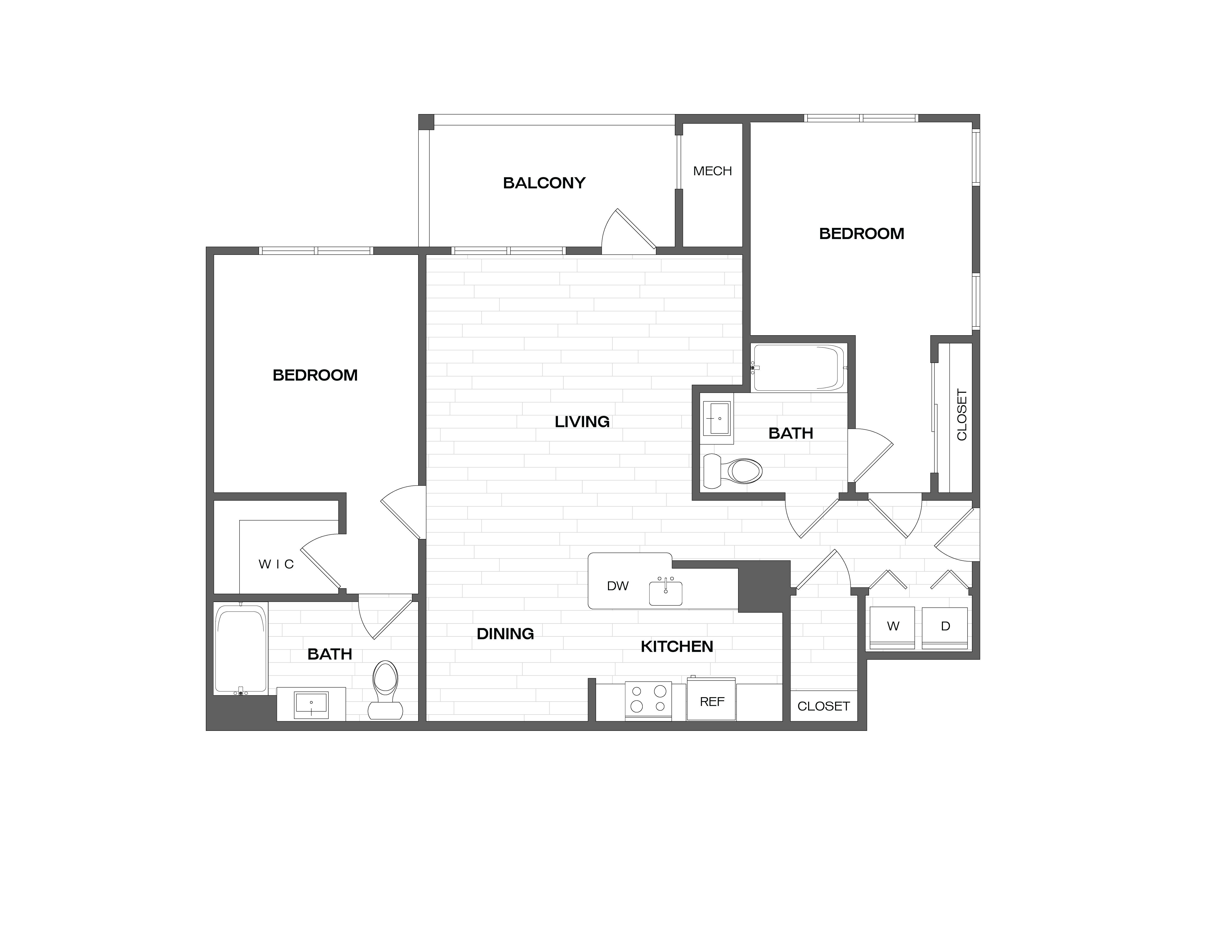 2 Bed/2 Bath-B1 floor plan