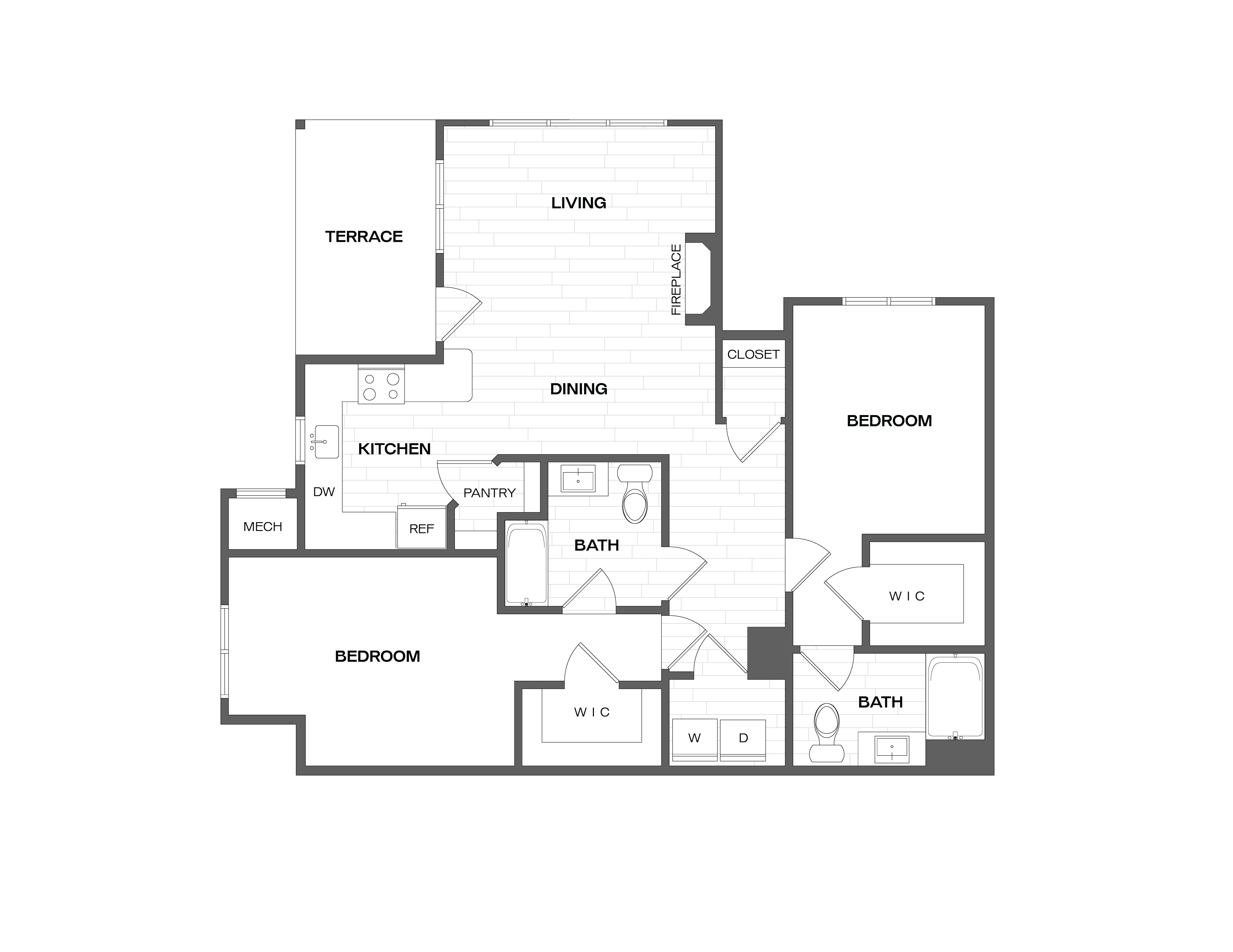 2 Bed/2 Bath-B2 floor plan