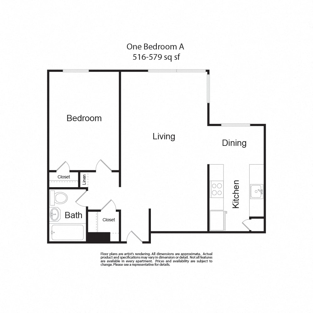 One Bedroom A floor plan