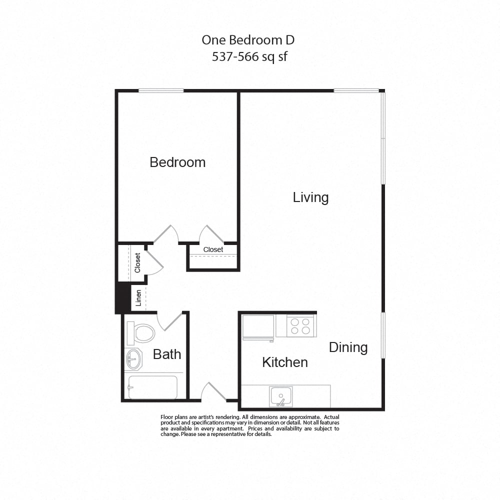 One Bedroom D floor plan