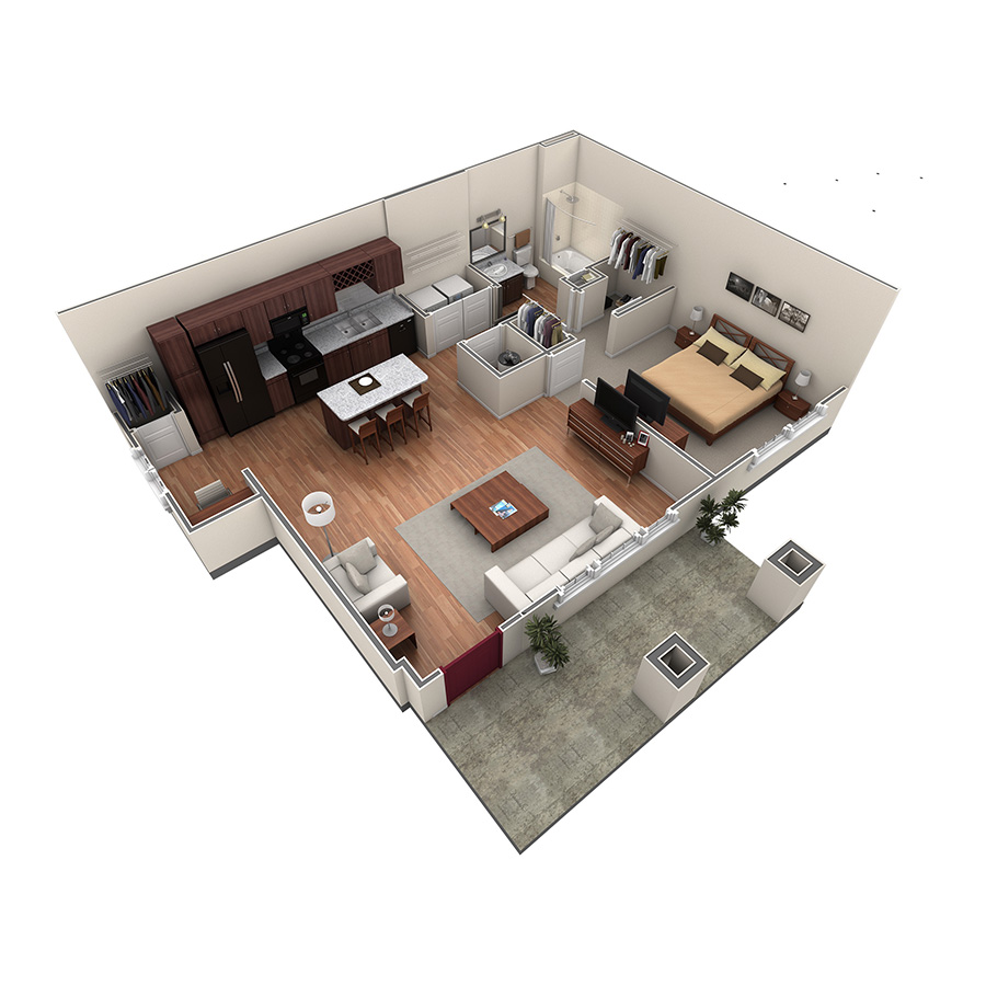 1 BR Grand Courtyard floor plan