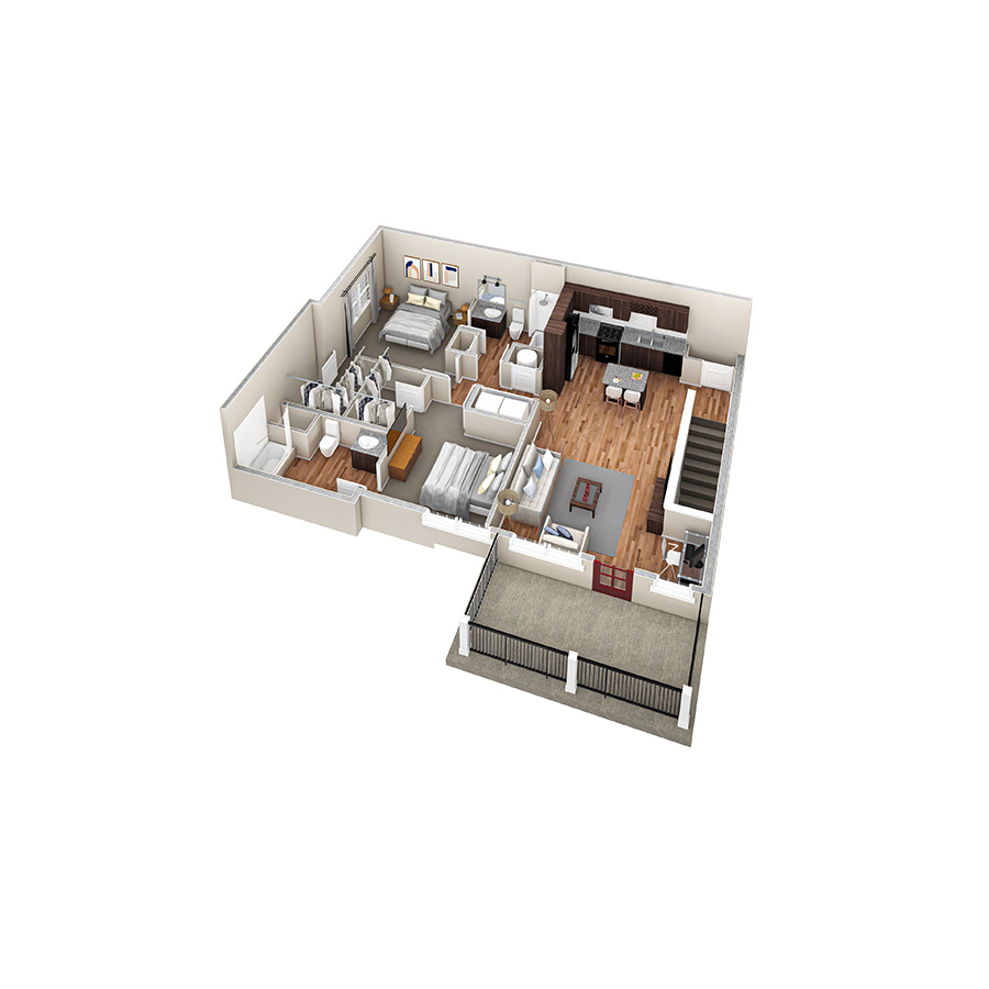 2 BR Designer Overlook floor plan