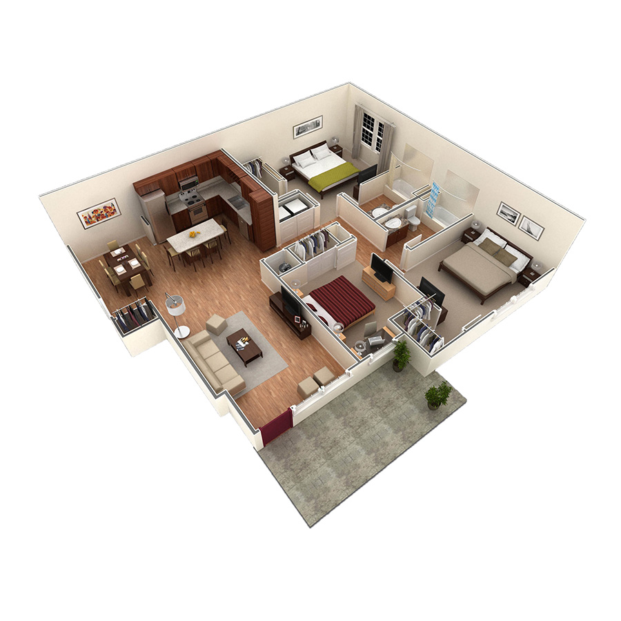 3 BR Grand Courtyard Garage floor plan