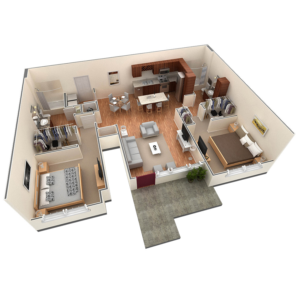 2 BR Grand Courtyard Garage floor plan