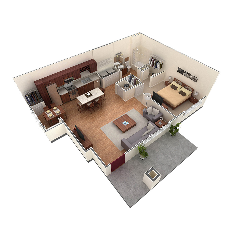 1 BR Grand Courtyard floor plan