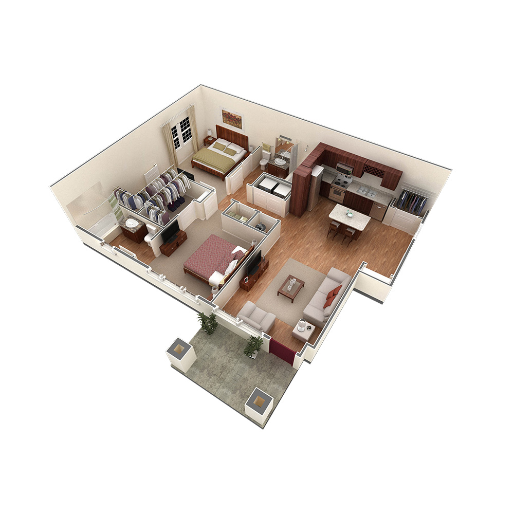 2 BR Designer Courtyard Garage floor plan