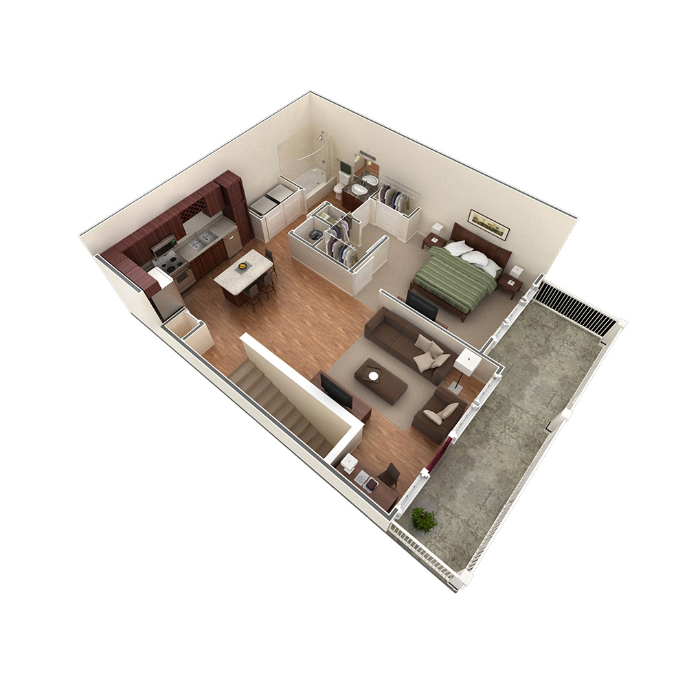 1 BR Designer Overlook floor plan