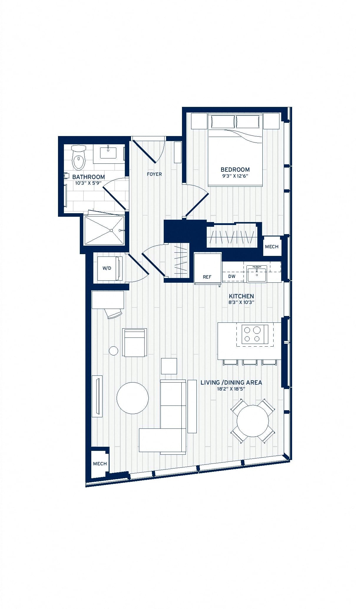 1 Bed/1 Bath-D5 floor plan