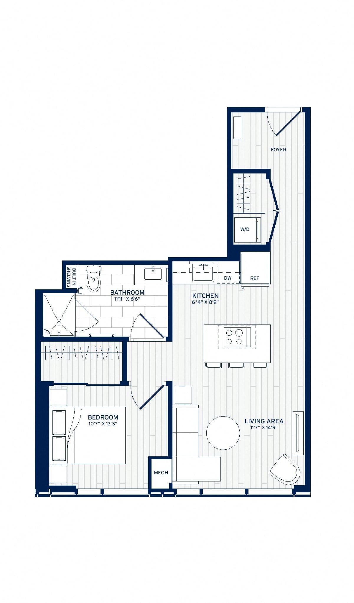 1 Bed/1 Bath-D7 floor plan