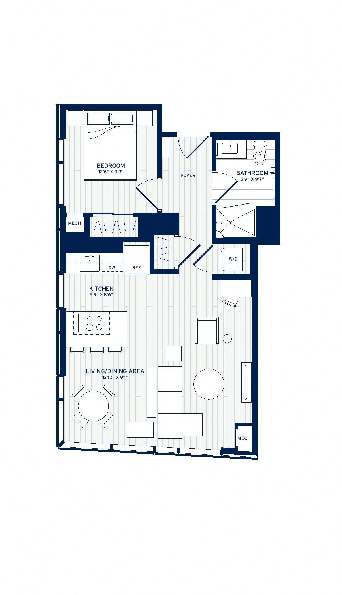 1 Bed/1 Bath-D4 floor plan