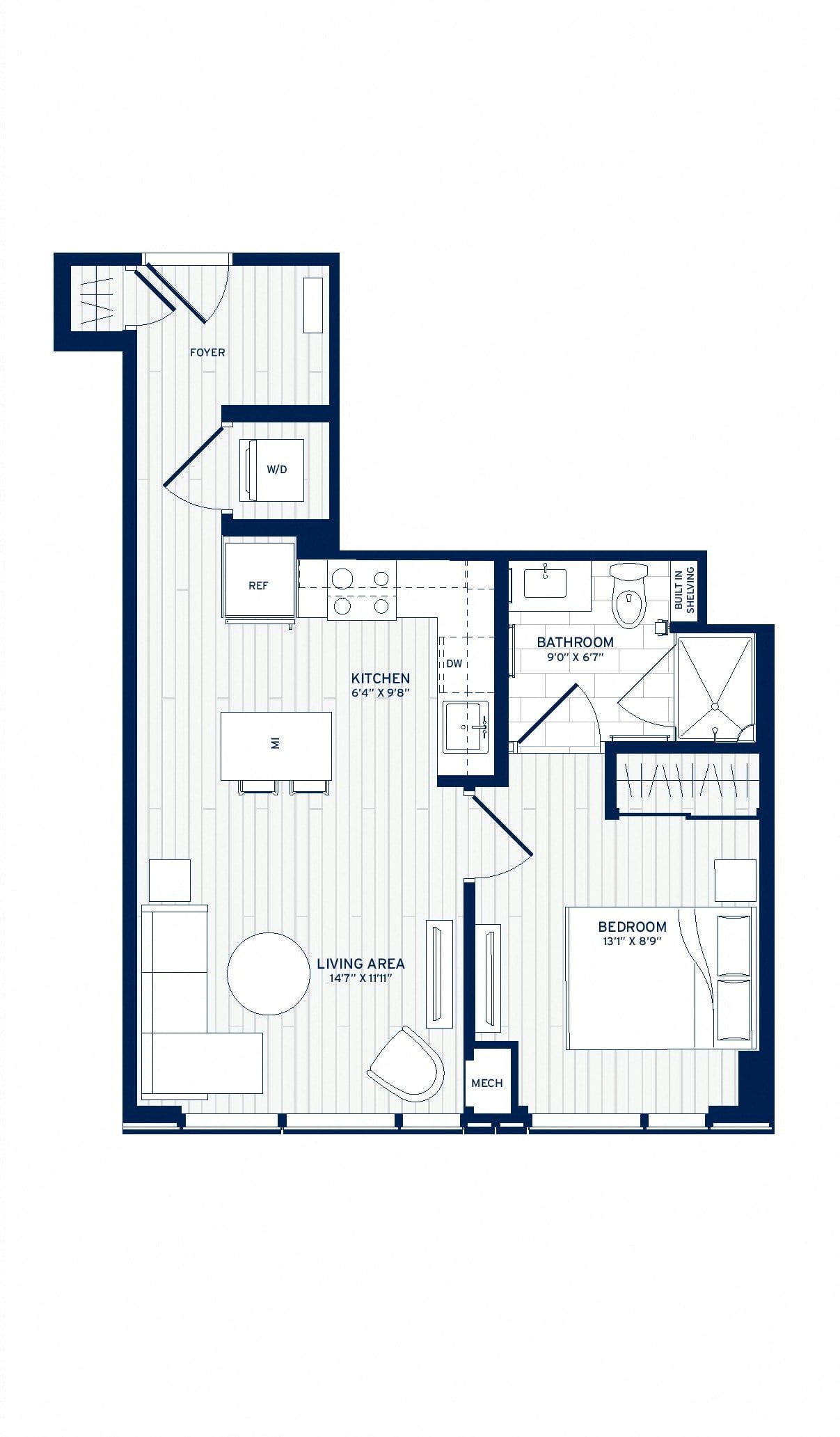 1 Bed/1 Bath-D6 floor plan