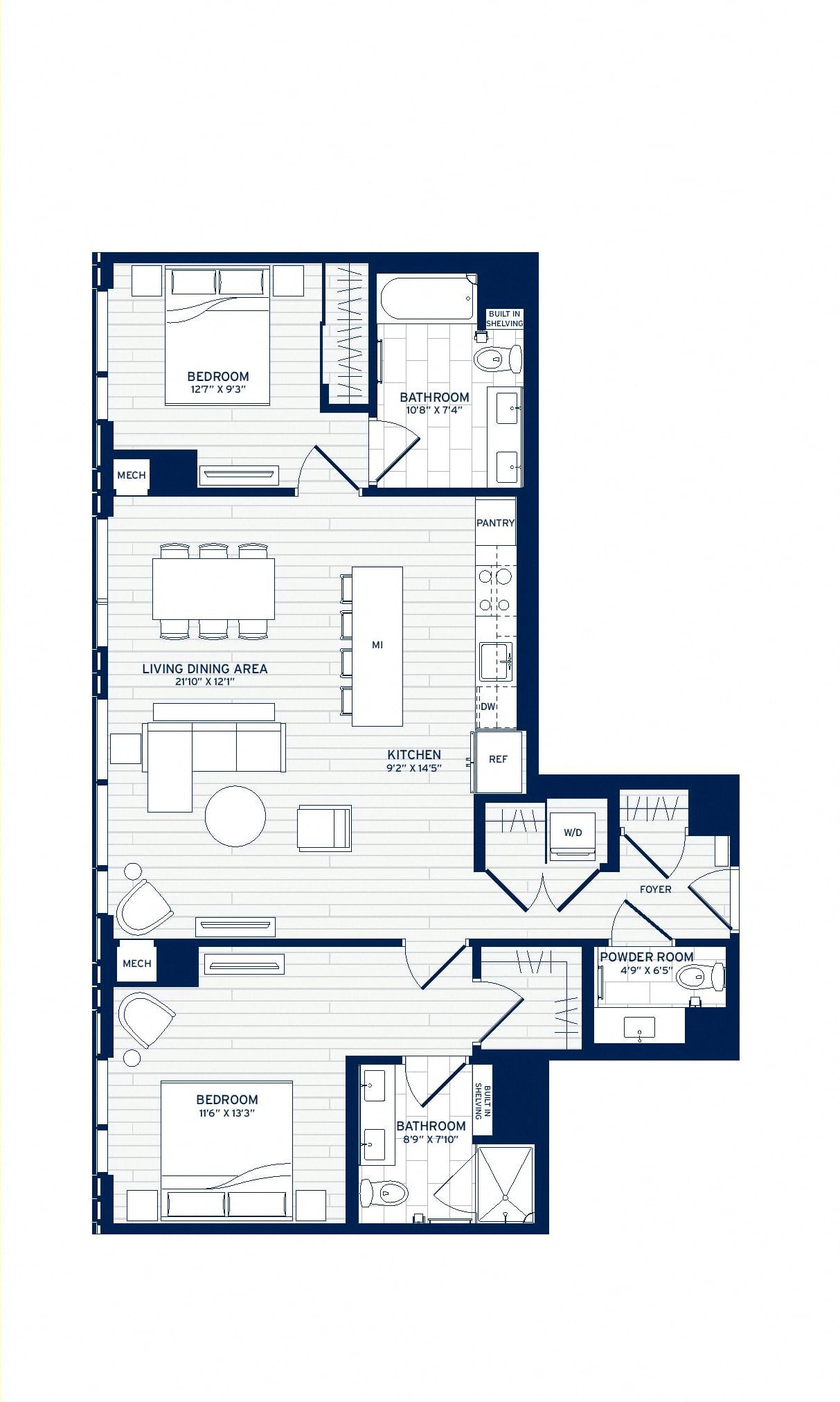 2 Bed/2 Bath-E11 floor plan