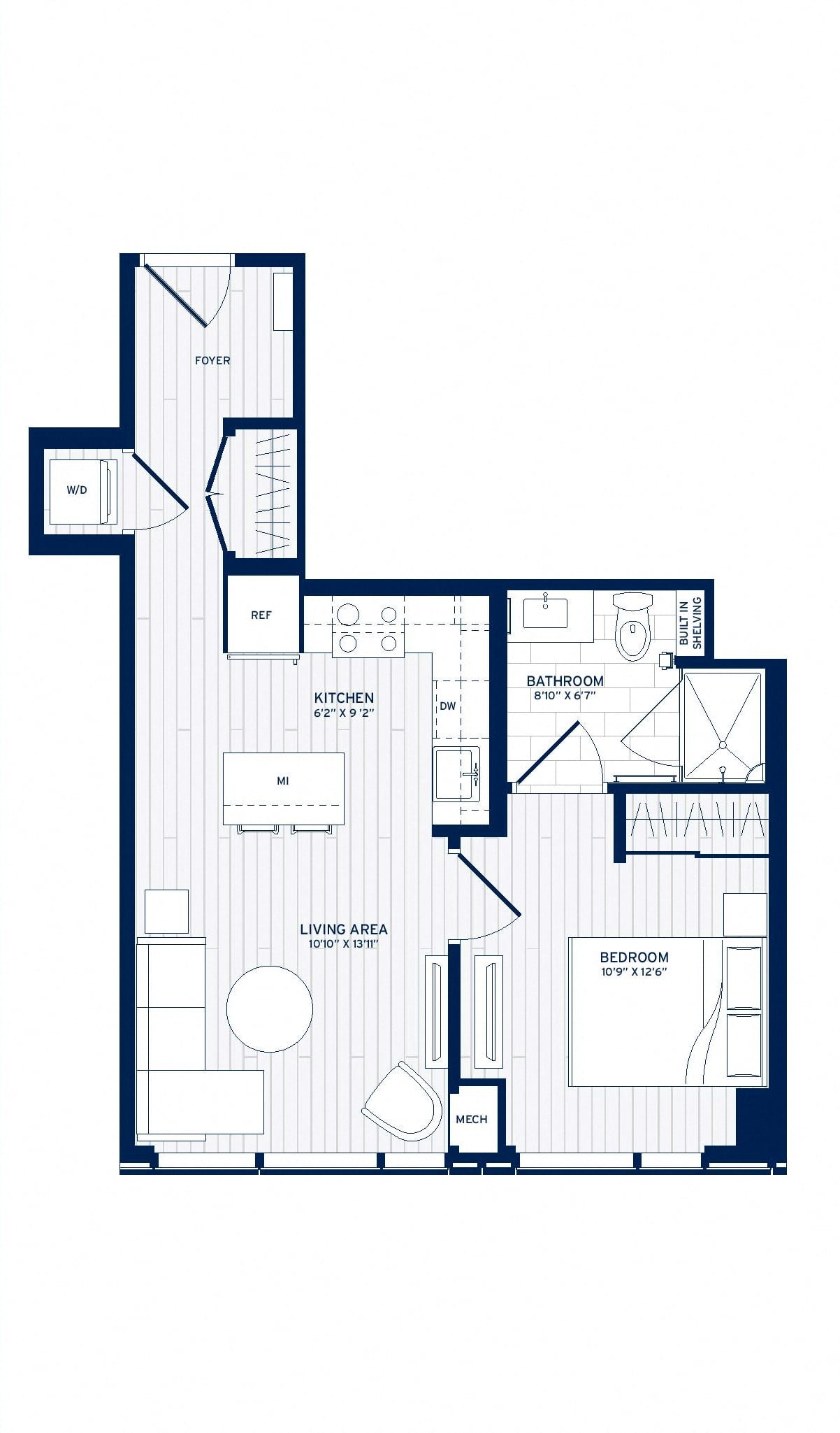 1 Bed/1 Bath-D2 floor plan