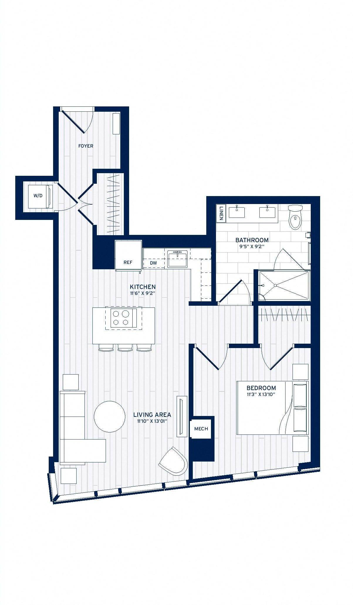 1 Bed/1 Bath-D1 floor plan